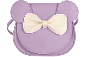 PORRASSO Mignon Bow Sac à Bandoulière Petite Fille Sac D'épaule Mini Sac à Monnaie Sac a Main Sac de Messager en Cuir PU Crossbody Bag Violet A