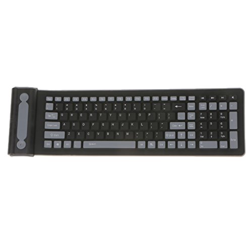 Preisvergleich Produktbild Sharplace Faltbare Flexibel Tastatur Silikon-Keyboard Wireless Bluetooth 2.4Ghz - Schwarz