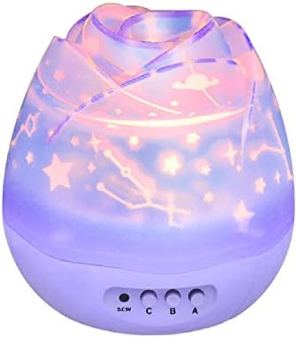 Fetta Moon Star lighting Lamp, 4 LED 360 Rotation Night Light Christmas Gift Lamp with 3 Model Adjustable Buttons Light for Kids Room, Bedroom, Living Room (B Purple)