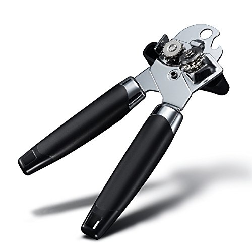Dosenöffner, HoLife Flaschenöffner und 3-In-1-Vielseitiger Öffner, Deckelöffner aus Edelstahl 2Cr13, Schnelle Öffnnung Ideal für Obstkonserve, Büchse, Bier usw (Schwarz) - 3