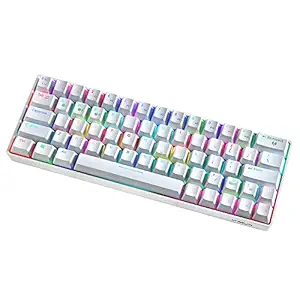 Decdeal Compact Mechanical Multi-Device Keyboard with 64 Keys BT & Wired Mode 18 RGB Backlit Effects N-Key Rollover White Brown Switches