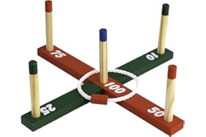 ADEPTNA Wooden Garden Indoor Outdoor Quoits - Traditional Classic Family Pegs And Rope Hoopla Game - Part BBQ Games Kids Adult Family Fun Party Games