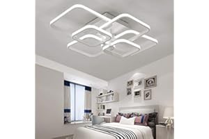 XEMQENER 102W Living Room Light, 6000K Daylight LED Ceiling Light, Flush Mount Lighting Fixture for Bedroom Lounge Indoor Use (6 White Squares, Cool White)