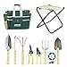 Produktbild (10in1) ORIGINAL GardenHOME KLAPPHOCKER plus GARTEN WERKZEUG SET plus GRATIS TRAGETASCHE in TOP QUALITÄT, GEHÄRTETES STAHL, SEHR ROBUST, für Hobby u. Profigärtner, Oma u. Opa die PERFEKTE GESCHENKIDEE
