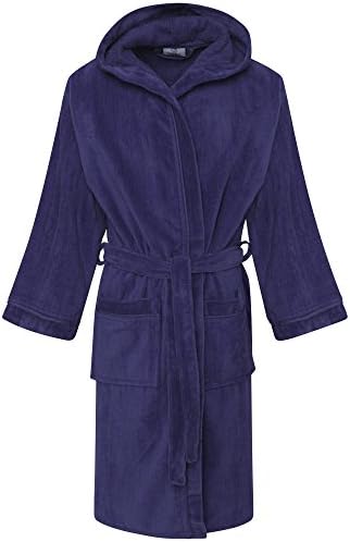 WKDS Kids 100% Egyptian Cotton Hooded Velour Terry Towelling Bathrobe Bath Robe Dressing Gown Age 6-14yrs (10-12, Berry)