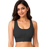 ELEG & STILANCE Women Polyester Spandex High Impact Front Zip Sports Bra Longline Fitness Racerback Back Crop Tops for Gym, Y