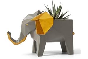 HAUCOZE Amoy-Art Decorativa Figura Elefante Escultura Macetas de Planta Suculenta Resina Regalo 17cm