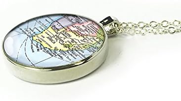 Personalized engraved antique South Africa map necklace jewelry - fashion gift ideas