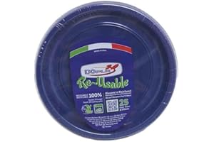 TEKHOME Piatti Plastica frutta,25/50/75/100/125/150 Pezzi piatti plastica colorati lavabili e riutilizzabili Rotondi per Compleanno,Festa, Matrimonio,Fai da Te Fatti a Mano (BLU, 100)