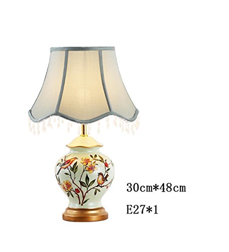 Preisvergleich Produktbild PENGFEI Die neue chinesische kreative Schlafzimmer Nachtkeramiktuchkunst Wohnzimmer Tischlampe (vier Arten optional) Schöne und praktische Schreibtischlampe ( farbe : Knopfschalter , größe : D )