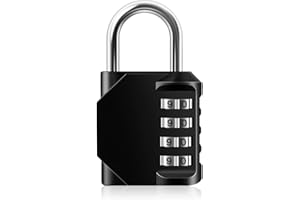 Chyaya Combination Padlock, 4 Digit Padlocks with Code, Locker Padlock for Gym Locker, Weatherproof Outdoor Padlock for Fence gate, Shed, Garage, Shed, Backyard, Hasp Locker (1 Pack Black)