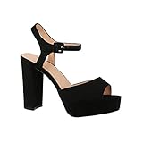 Elara Damen Pumps  Bequeme Peep-Toe Pumps  Trendige Plateau High Heels  Chunkyrayan AT0983 Black-39
