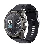Smart Watch Dual Time Zone Farbdisplay IP68 Wasserdicht Herzfrequenz Blutdruckmessung Sport Uhr, Schwarz