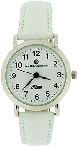 Relda Girls First Holy Communion White Dial & White Crocodile Effect Strap Watch