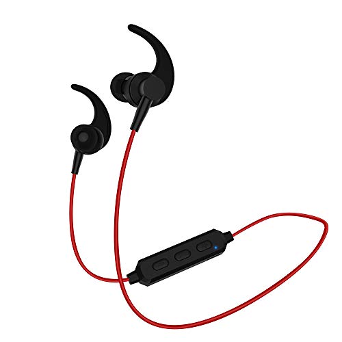 SCHITEC Auriculares Bluetooth 5.0 Inalámbricos Value Cascos Deportivos con Micrófono IPX6 Manos Libres Hi-Fi Sonido hasta 8h para iPad, iOS Android Móviles Smartphones PC (Red)