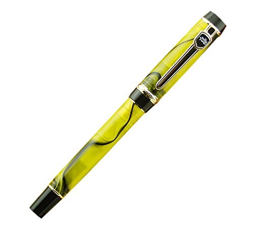 lanxivi® Jinhao Jahrhundert Fashion, gelbe Farbe black line Zelluloid Füllfederhalter 18 kgp Medium Feder mit Pen Pouch