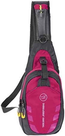 Multifunction Nylon Sling Backpack Travel Casual Crossbody Backpack School Pack Chest Bag Hiking Shoulder Bag (Rose Red)