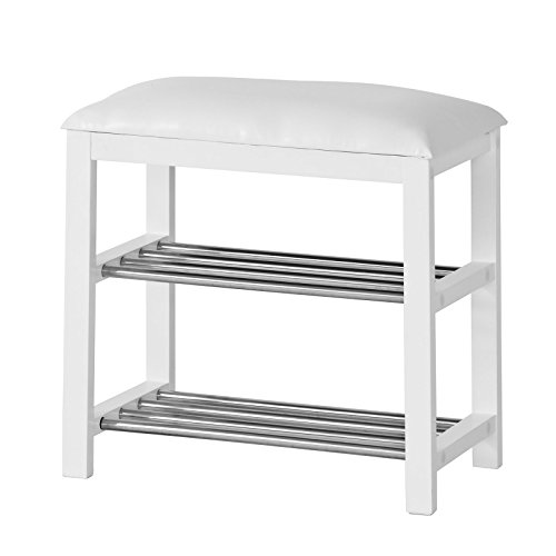 SoBuy® Mini Schuhbank,Sitzbank,Schuhregal, Schuhschrank, Schuhtruhe, Badregal mit 2 Böden,FSR18-K-W