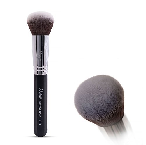 Nanshy Round Buffer Kabuki Makeup Brush - Blending and Application of Mineral Powder - Onyx Black