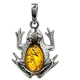 Noda Ambar Plata Esterlina Rana Colgante