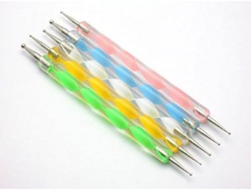 Healthy Clubs Nail Art Dotting pens, Set of 5 double ended marbleizing tool