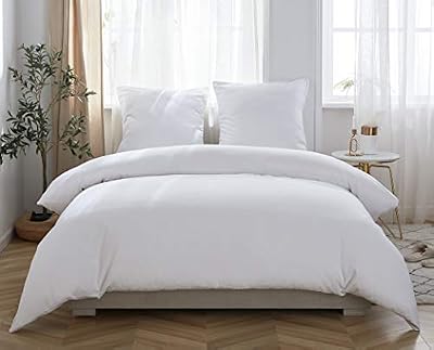 MOHAP Sets de Housse de Couette 240x260cm+2 taies d'oreillers 65x65cm Parure de Lit 2 Personnes Blanc