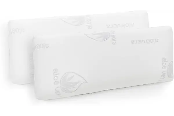 Aitsse- Almohada viscoelástica con núcleo 100% Viscoelástico, Funda de Aloe Vera Desenfundadle, Ergonómica, Anti bacterias,Termorregulable y Libera la presión Cervical. (Pack 2 Unidades 70 cm)
