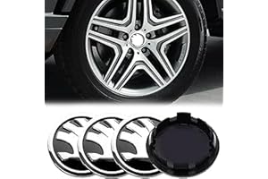 MOPQMKT 4 Pièces Auto Cache Moyeux 56MM, Enjoliveurs de Roue, Kit de Cache-moyeux, Cache de Roue Central Enjoliveurs, Universels pour Accessoires de Voiture (Noir Argent)