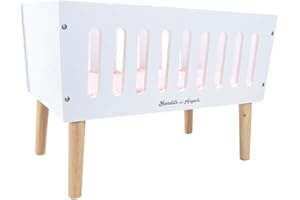 Bandits & Angels Holzpuppenbett Sweet Dreams weiß – Puppenbett aus Holz – geeignet für Puppen bis 46 cm – inklusive Decke – Puppenbett – Puppenmöbel