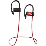 Tritina Bluetooth Earphone with Microphone Sweatproof for Sport, Running, Jogging [Black Red]