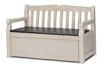 Keter Eden Bench Outdoor Storage Box Garden Furniture, 140 x 60 x 84 cm - Beige and Brown