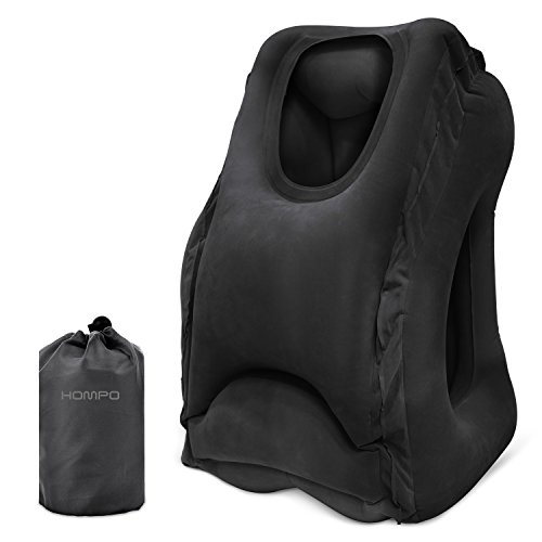 Preisvergleich Produktbild HOMPO Reisekissen Aufblasbare Nackenkissen Tragbare Multifunktion Kissen für Kinder und Erwachsene, Schlaf im Flugzeug, Auto, Zug, Büro und Camping, Perfektes Geschenk (Schwarz)