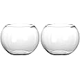 FAZIRAN MNYOM 2pcs Glass Bubble Bowl Globe Vase Fish Container Terrarium Small Round Planter Candy Dish Fruit Jar Candle Table Centerpiece for Wedding Home Decor
