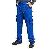 Mazalat Pantalons de Travail pour Hommes avec des Poches genouillères, Pantalon Cargo Homme Multi Poches, Made in EU (S, Bleu)