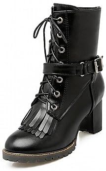 Women's Shoes PU Leatherette Fall Winter Comfort Novelty Bootie Boots Chunky Heel Round Toe Booties/Ankle Boots Lace-up For Party &amp; , yellow , us2.5 / eu32 / uk1 / cn31