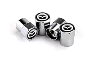 fibhyrtingy 4pcs Car Tire Air Valve Caps- Auto Wheel Tyre Dust Stems Cover with Logo Emblem Waterproof Dust-Proof Universal fit for All Cars (fit Ma Silver)