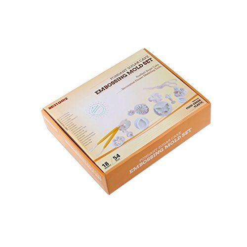 BESTOMZ Ausstechformen Fondant Ausstecher DIY Backen Dekorations Kit Stempel Modellierwerkzeug Glätter Kuchen Cutter ZuckerKunst Icing Tool,18Sets/54Pcs - 8