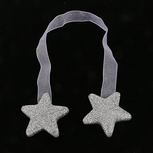 MagiDeal Ein Paar Magnet Raffhalter Vorhang Clip für Wohnzimmer Vorhang Gardine , Stern Form – Silber - 3