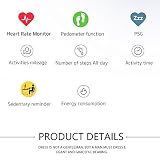 Kivors® Bluetooth Smart Watch Fitness Tracker Uhr mit Herzfrequenz Armband Aktivität Tracker Gesundheit Schrittzähler Monitor Sport Armband Armbanduhr Telefon für iPhone IOS und Android Smartphones - 4
