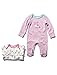 M&Co Baby Girls Long Sleeve Cotton Cupcake And Bird Print Scratch Mitt Sleepsuits - 2 Pack Pink 3/6 Mnths