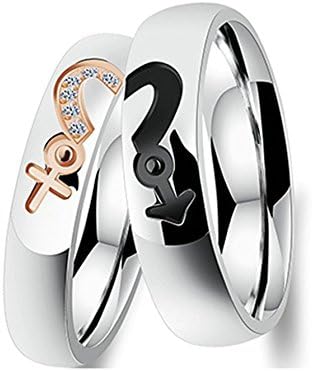 Jiedeng Jewelry Women Ring Stainless Steel Ring with "Heart" Puzzle CZ Friendship Promise Anniversary Engagement Wedding Ring for Women Rose Gold Black Size J 1/2