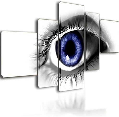 XL Parted Canvas Picture Wall Art Split Multi Panel Framed Modular Living Room - 5 panel Blue Eye 130cm x 70cm 2617