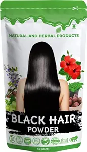 Black Hair Powder For Women | Black Henna | Black Dye | Hair Care | Hair Growth | Hair Fall | Hair Color | Hair Conditioner | Hair Strong | Men | Black Mehandi - 50 Gram