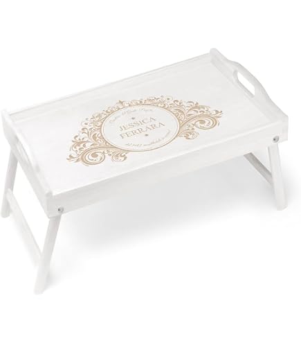 Tavolino Colazione A Letto Personalizzabile Con Incisione Laser – Pieghevole In Legno Di Pino, Multifunzione, Regalo Originale Per Anniversari E Matrimoni