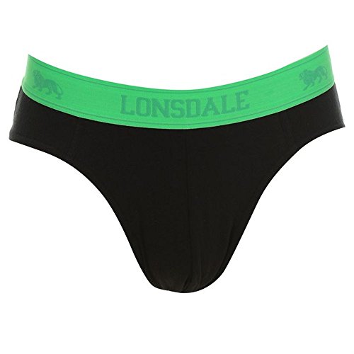 2 x LONSDALE Herren Slip Unterwäsche Unterhose Sportslips Schwarz/Grün (S) - 2