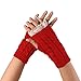 Internet Fingerless Lace Knitted Fringe Warm Gloves (Red)