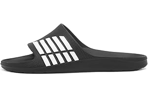 Shoe Zone - Adults Black & White Stripe EVA Slider