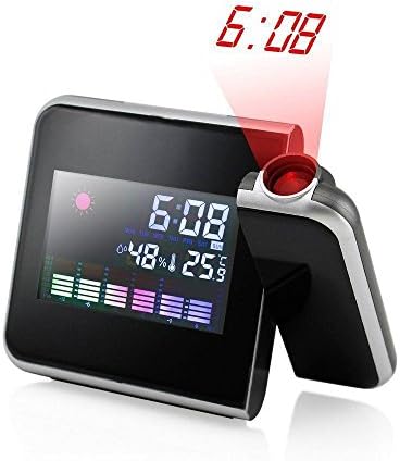 OOZIMO Bedside Alarm Clock Projection Digital Weather LCD Color Display Snooze LED Backlight