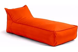 Avalon - Pouf Chaise Longue da Esterno Badd L Jive, Pouf Letto Comodo e Impermeabile, Grande e Perfetto da Giardino, Lettino Poltrona Sacco, Design Moderno, Made in Italy(80x180cm-Arancio)
