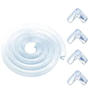 Baby Proofing, Eastern Eagle 6.6 ft Silicone Edge Protector Strip, Soft Corner Protectors for Kids, Pre-Tape Adhesive Corner Protectors for Furniture Against Sharp Corners for Table (2 Meters)